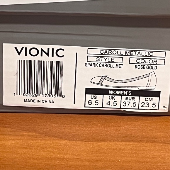 Vionic Spark Caroll Metallic Rose Gold Leather Ballet Flats Size 6.5 - Picture 12 of 13